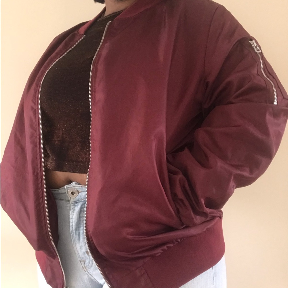 Unisex Maroon Bomber Jacket